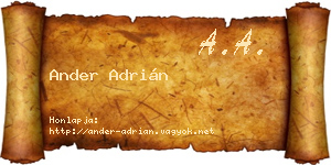 Ander Adrián névjegykártya
